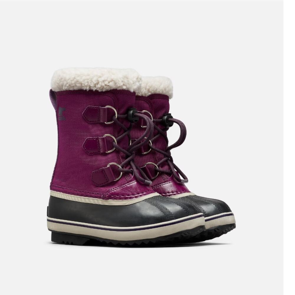 Sorel Youth Wild Iris Dark Plum Yoot Pac Nylon Snow Waterproof Boots Size 7